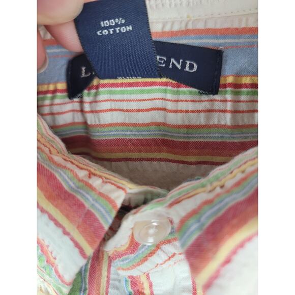 Lands End Men's Striped Long Sleeve Button Up Shirt Blue Green Red Yellow Sz XL - Picture 5 of 12